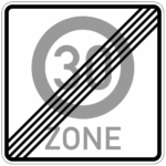 Traffic sign indicating the end of a 30 km/h zone