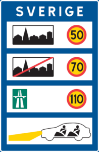 Grundlegende Verkehrsregeln in Schweden auf einem Schild