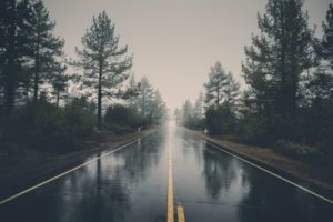 Water on a single-lane country road